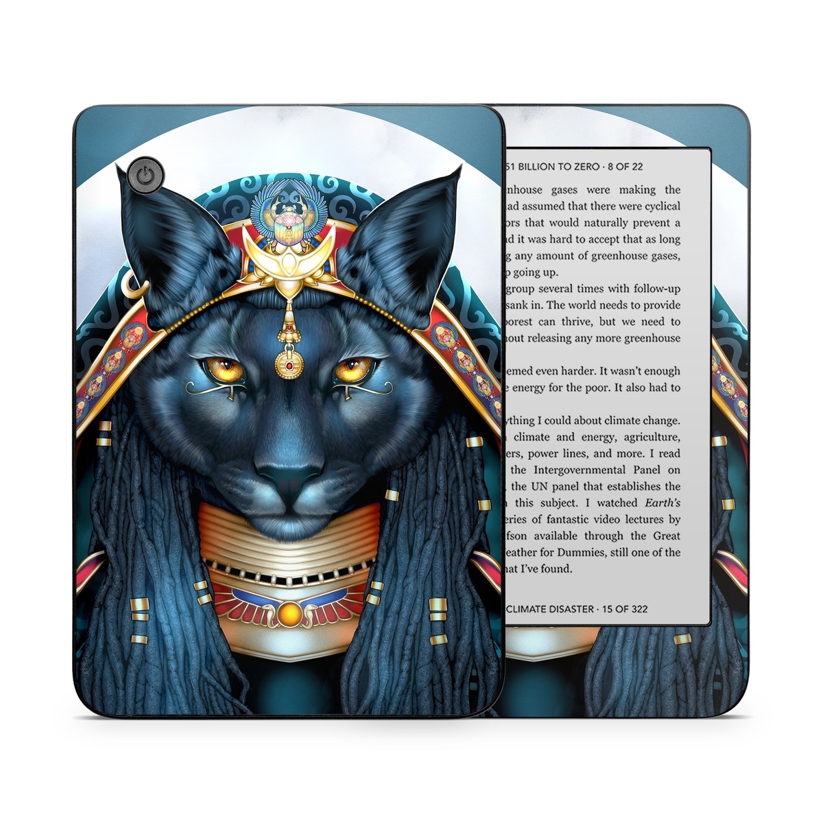 Kobo Clara 2E Skin design of Jaw, Font, Whiskers, Toy, Snout, Personal protective equipment, Fictional character, Electric blue, Graphics, Mask, with black, white, red, blue, yellow, orange colors