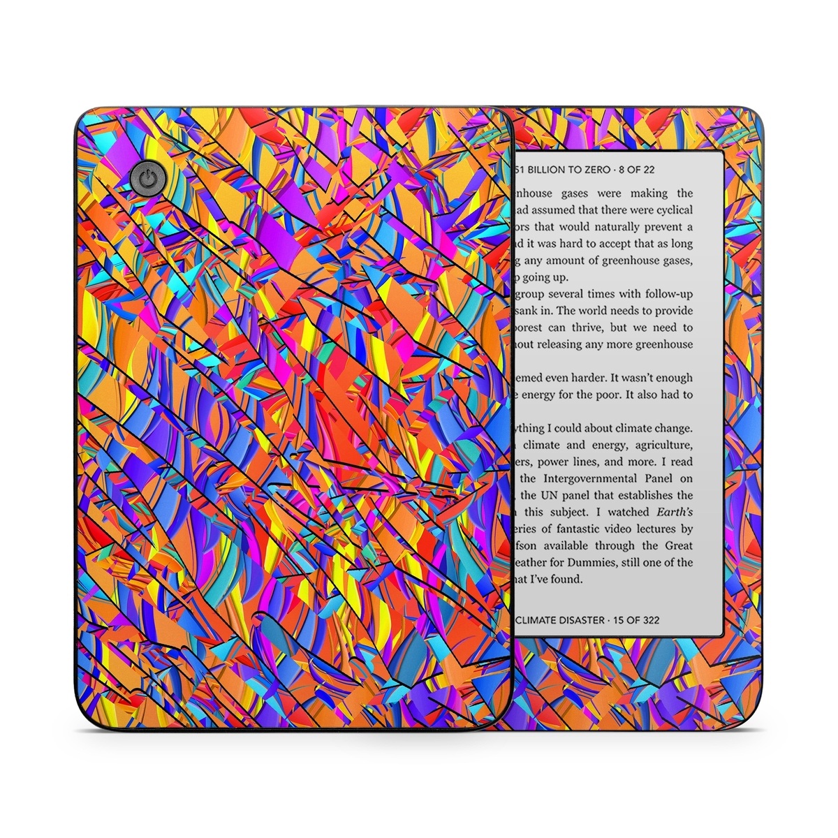 Kobo Clara 2E Skin design of Pattern, Psychedelic art, Line, Visual arts, Art, with orange, yellow, blue, purple, pink colors
