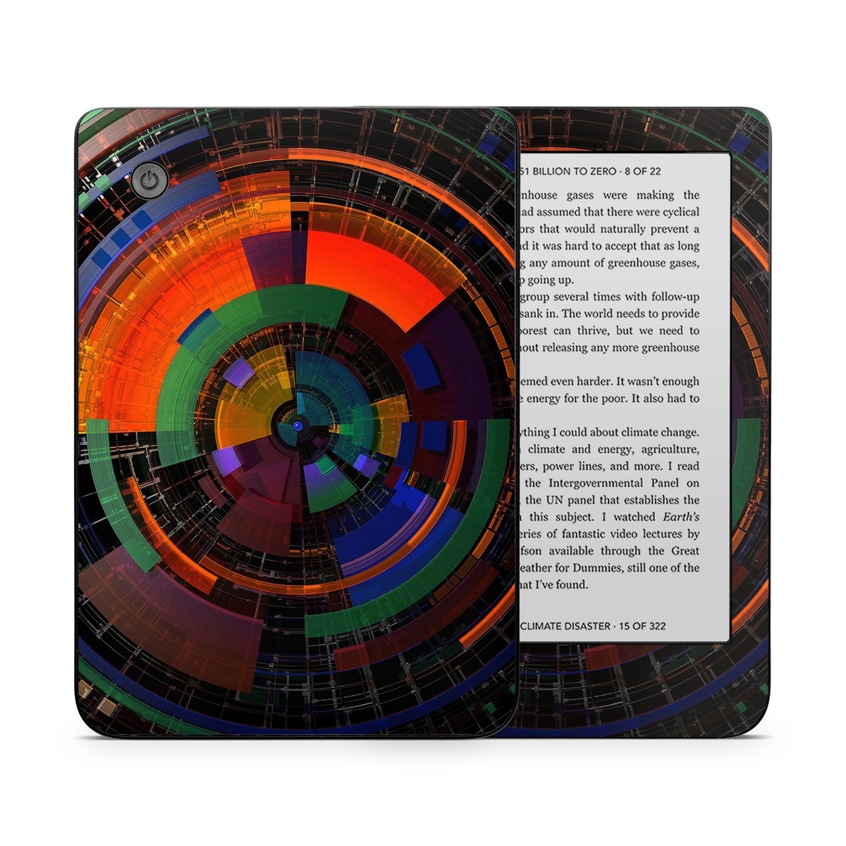 Kobo Clara 2E Skin design of Colorfulness, Pattern, Circle, Design, Architecture, Symmetry, Art, Spiral, Psychedelic art, with black, red, blue, green, orange, brown colors
