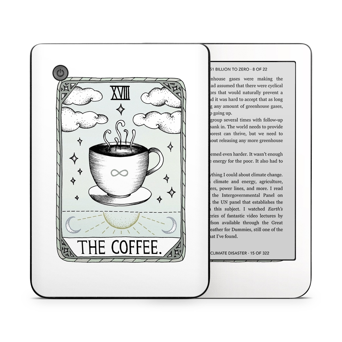 Kobo Clara 2E Skin design of Cup, Cartoon, Drinkware, Coffee cup, Tableware, Teacup, Illustration, Drink, Line art, with white, black, green, gray, yellow colors