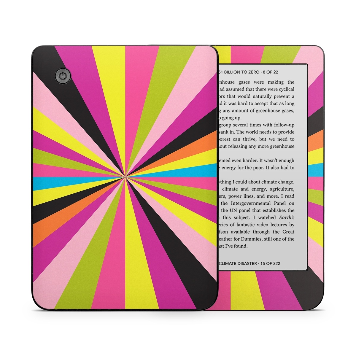 Kobo Clara 2E Skin design of Colorfulness, Material property, Magenta, Symmetry, Tints and shades, Creative arts, Pattern, Electric blue, Art, Design, with black, pink, yellow, purple, green, blue, orange colors
