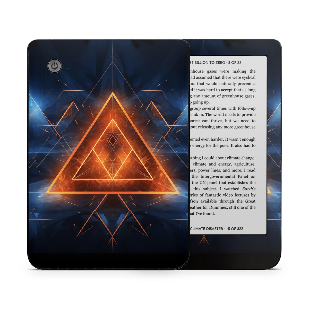 Kobo Clara 2E Skin design of Sky, Atmosphere, Water, Triangle, Cloud, Electricity, Astronomical object, Tree, Star, Font, with black, white, orange, yellow, red, blue colors