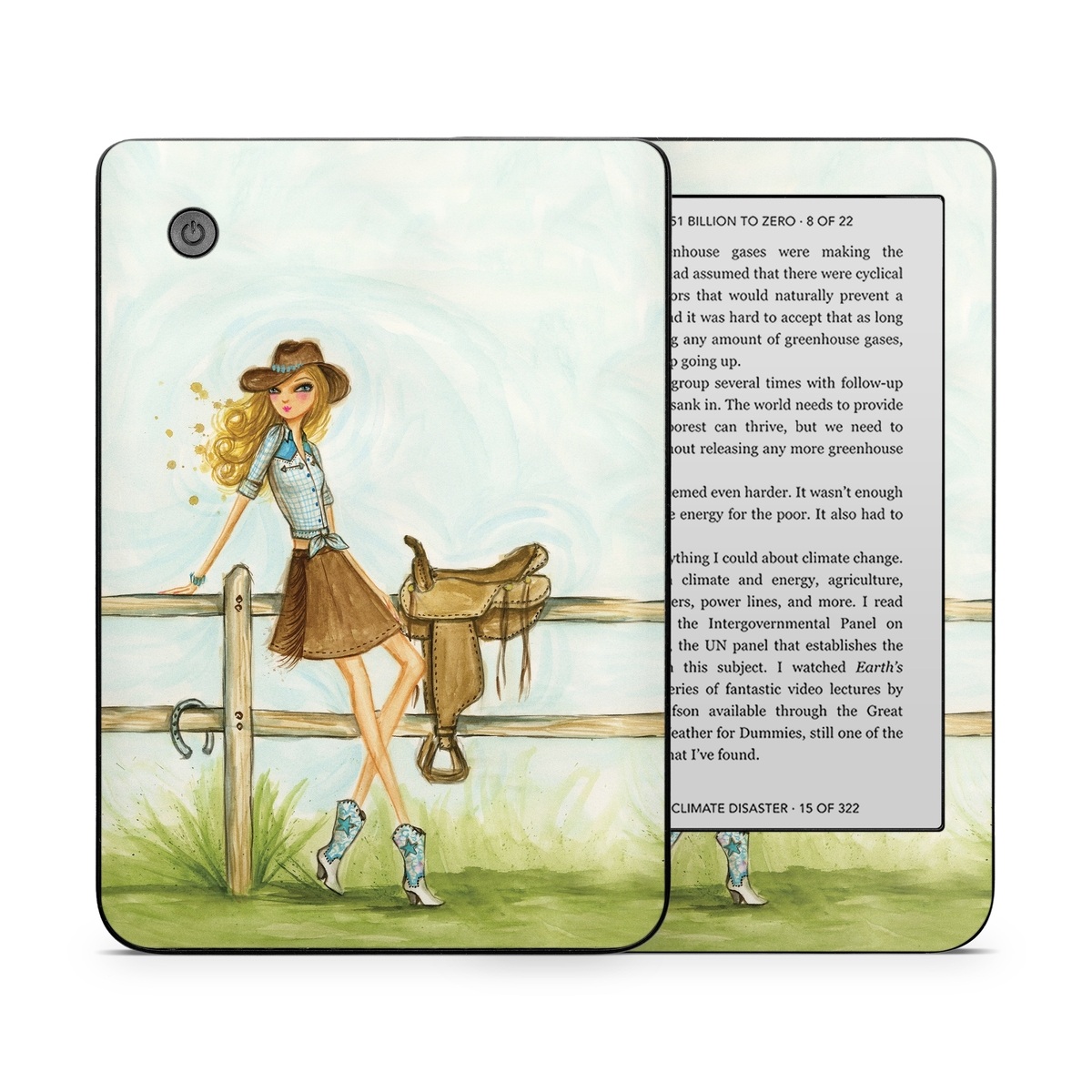 Kobo Clara 2E Skin design of Cartoon, Illustration, Art, Watercolor paint, Footwear, Fashion illustration, Grass, Drawing, Painting, Plant, with gray, green, red, black colors
