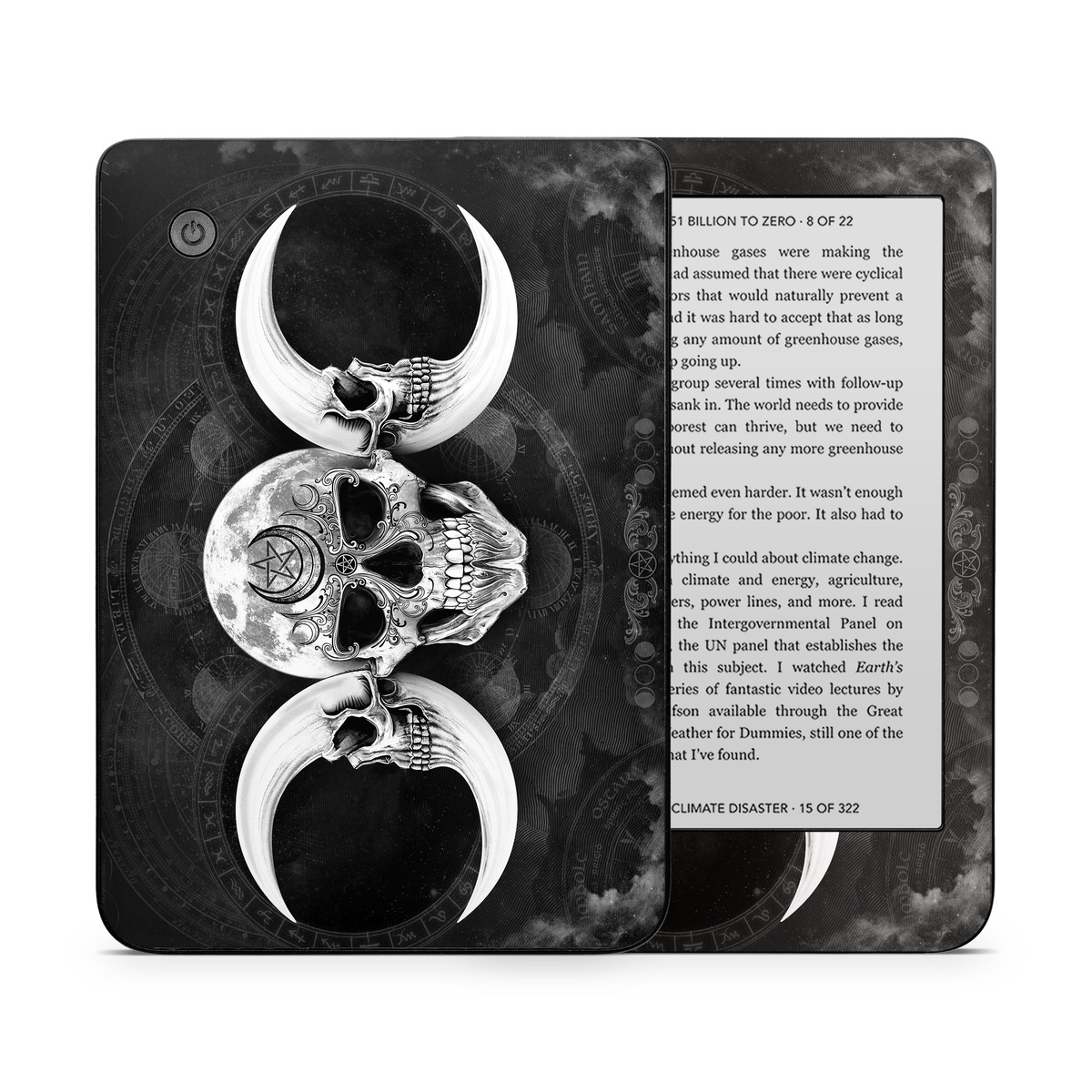 Kobo Clara 2E Skin design of Bone, Skull, Darkness, Monochrome, Black-and-white, Circle, Symmetry, Visual Arts, Illustration, Skeleton, Drawing, with black, white, gray colors