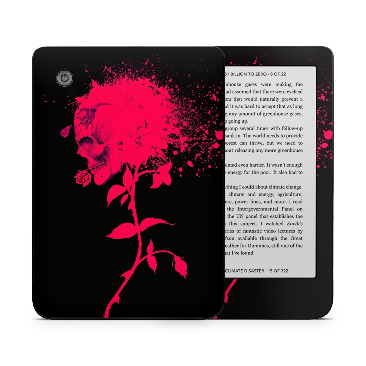 Kobo Clara 2E Skin design of Red, Black, Pink, Graphic design, Magenta, Visual arts, Graphics, Illustration, Plant, Art, with black, red colors