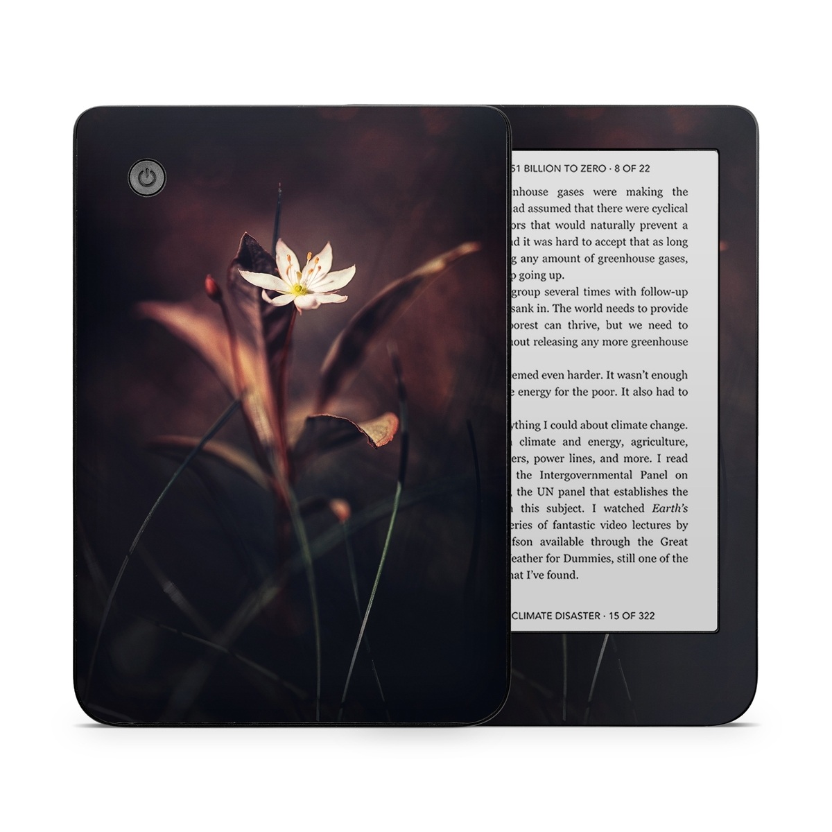 Kobo Clara 2E Skin design of Flower, Yellow, Light, Plant, Sky, Still life photography, Wildflower, Petal, Darkness, Spring, with black, red colors