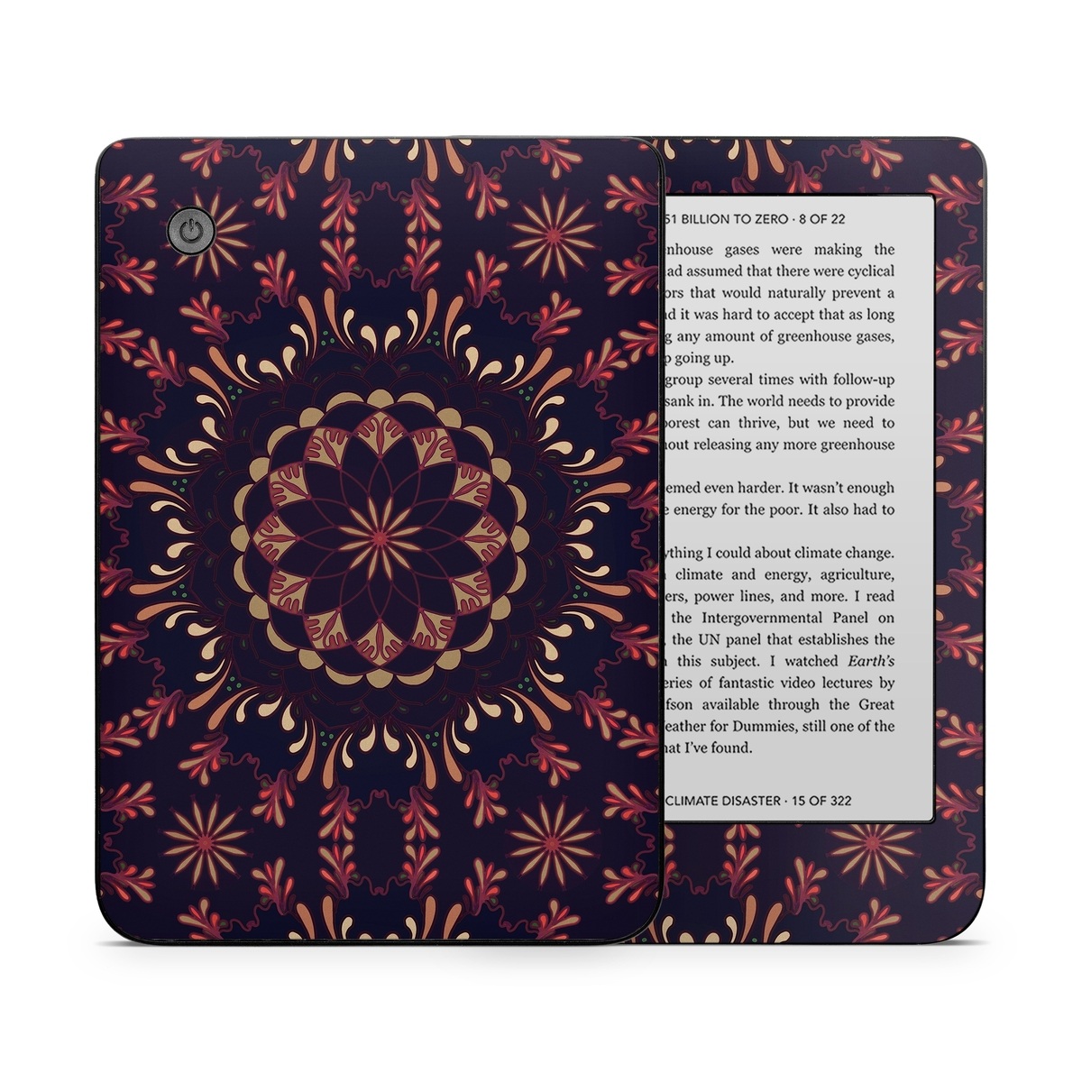 Kobo Clara 2E Skin design of Pattern, Brown, Red, Symmetry, Textile, Design, Visual arts, Tapestry, Kaleidoscope, with black, red, orange, yellow, brown colors