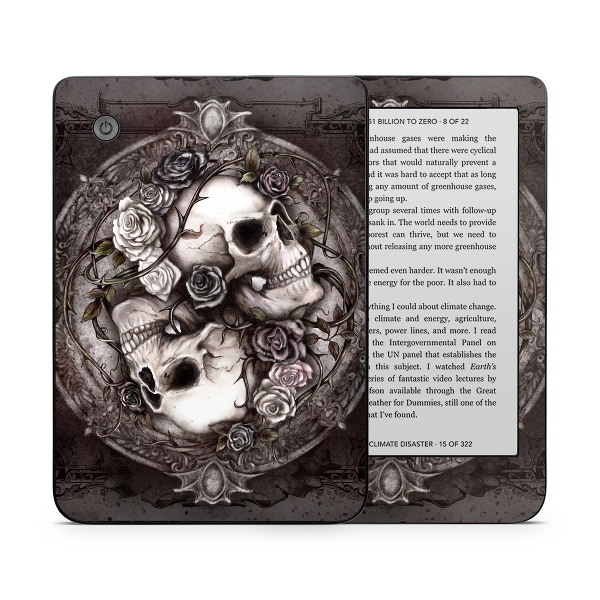 Kobo Clara 2E Skin design of Skull, Bone, Illustration, Font, Still life photography, Photography, Still life, Art, Monochrome, Circle, with black, white, brown, pink colors