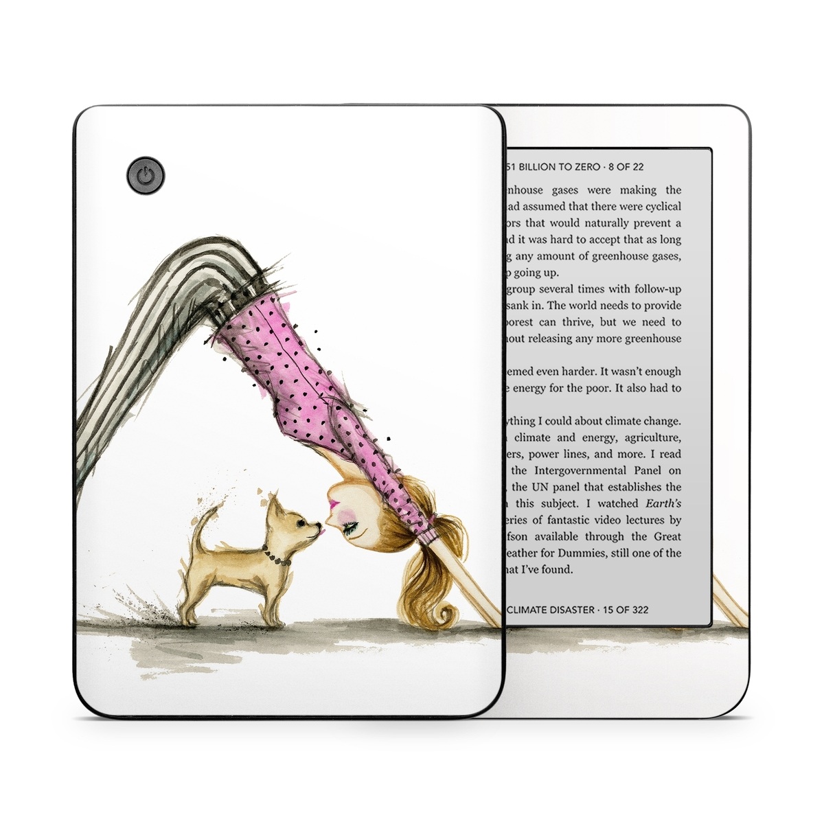 Kobo Clara 2E Skin design of Drawing, Illustration, with white, pink, black, white, brown, yellow colors