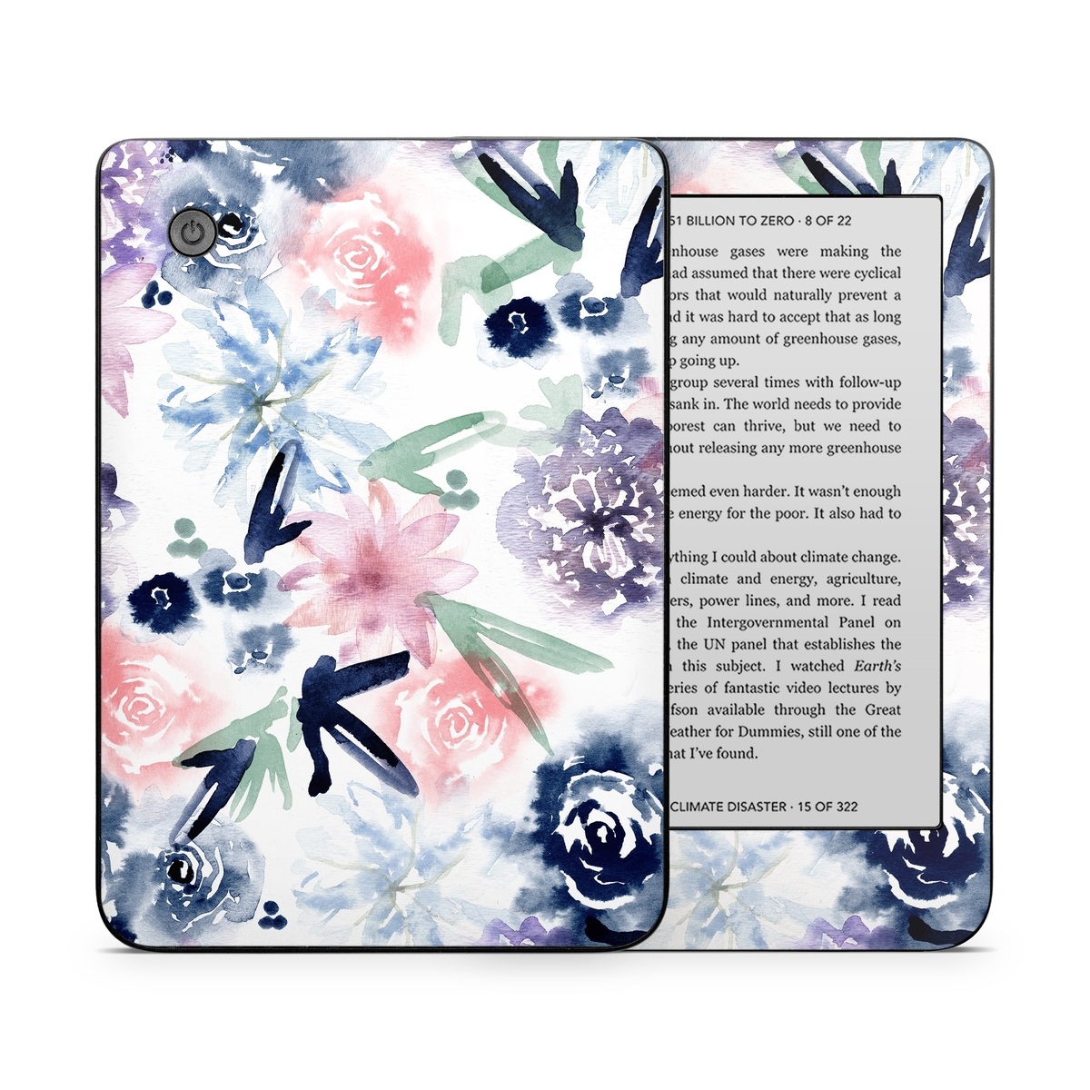 Kobo Clara 2E Skin design of Pattern, Graphic design, Design, Floral design, Plant, Flower, Illustration, with white, blue, purple, green, pink colors