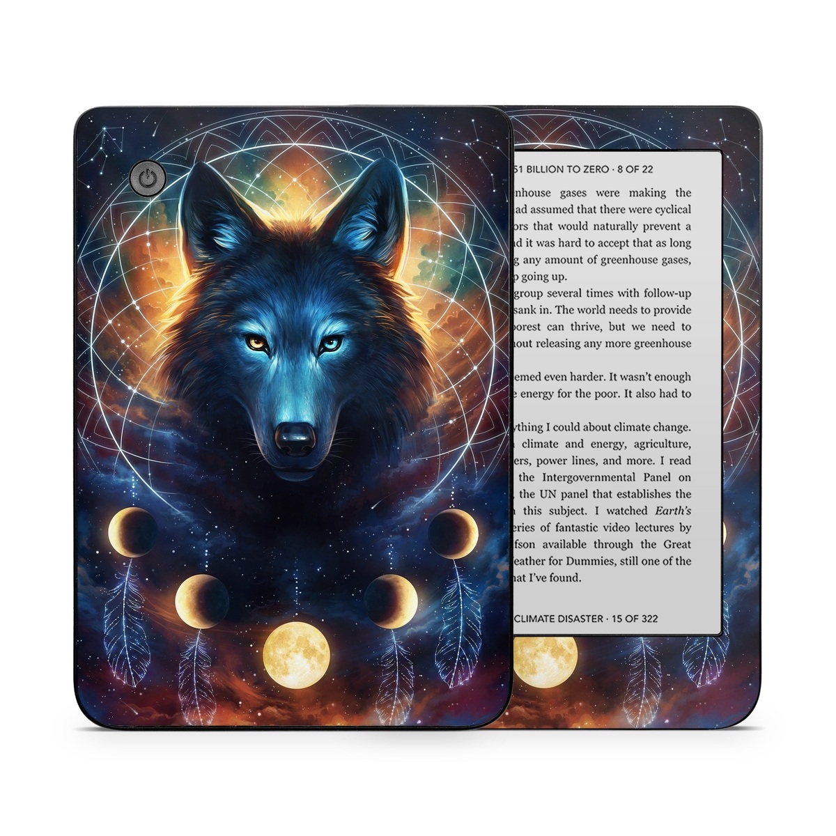 Kobo Clara 2E Skin design of Light, Nature, Carnivore, Organism, Dog breed, Art, Electric blue, Space, Midnight, Illustration, with black, blue, yellow, orange, green, red, white colors