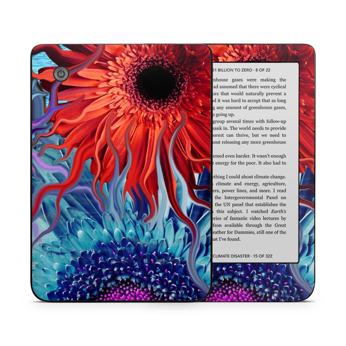 Kobo Clara 2E Skin design of Psychedelic art, Pattern, Organism, Colorfulness, Art, Flower, Petal, Design, Fractal art, Electric blue, with red, black, blue, purple, gray colors