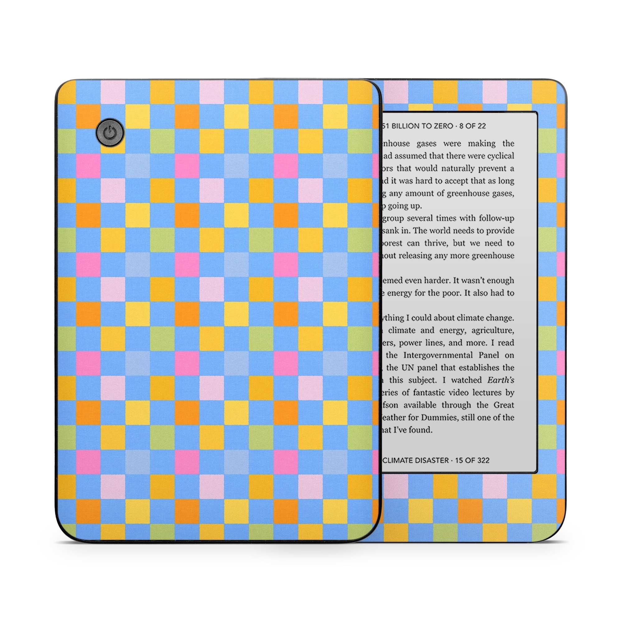 Kobo Clara 2E Skin design of Rectangle, Azure, Textile, Orange, Aqua, Font, Symmetry, Magenta, Tints and shades, Parallel, with blue, yellow, orange, green, pink colors