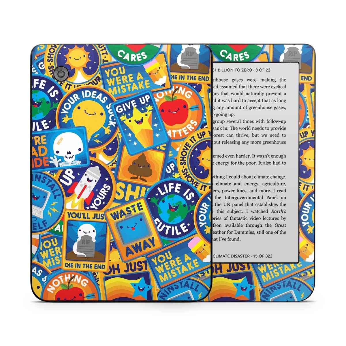 Kobo Clara 2E Skin design of Pattern, Visual arts, Design, Art, Mosaic, Psychedelic art, with blue, yellow, orange, white, green, red, gray colors