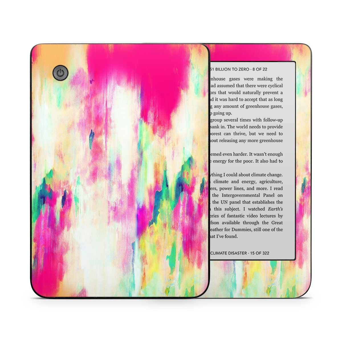 Kobo Clara 2E Skin design of Pink, Magenta, Art, Watercolor paint, Dye, Visual arts, Pattern, Modern art, Painting, Acrylic paint, with red, white, green colors