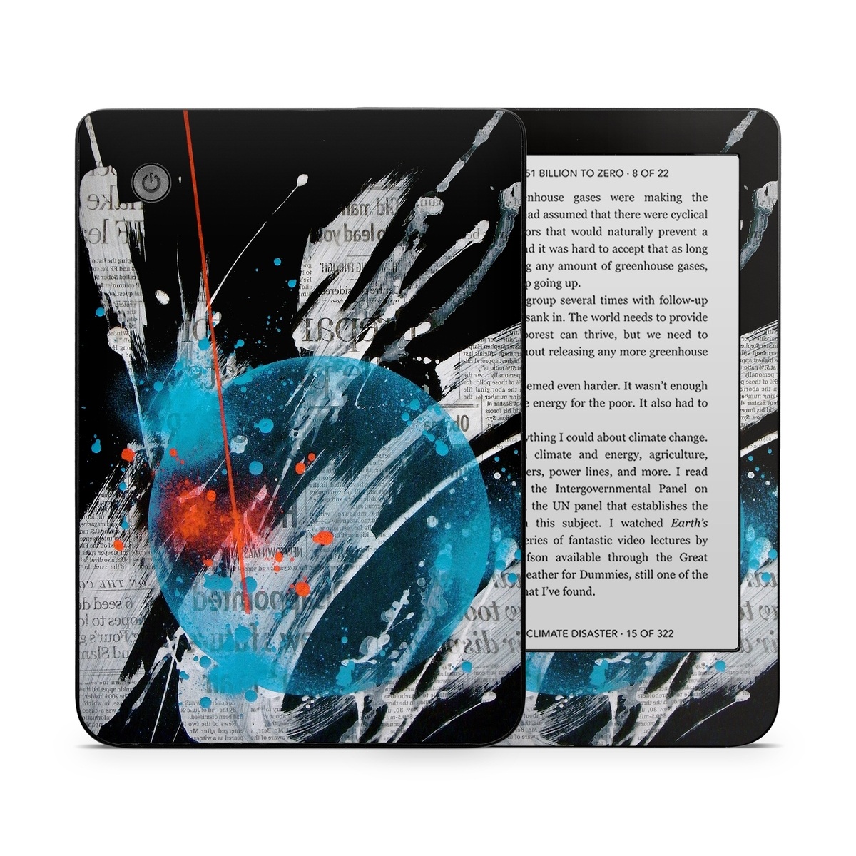 Kobo Clara 2E Skin design of Graphic design, Illustration, Graphics, Design, Art, Space, World, with black, gray, blue, red colors