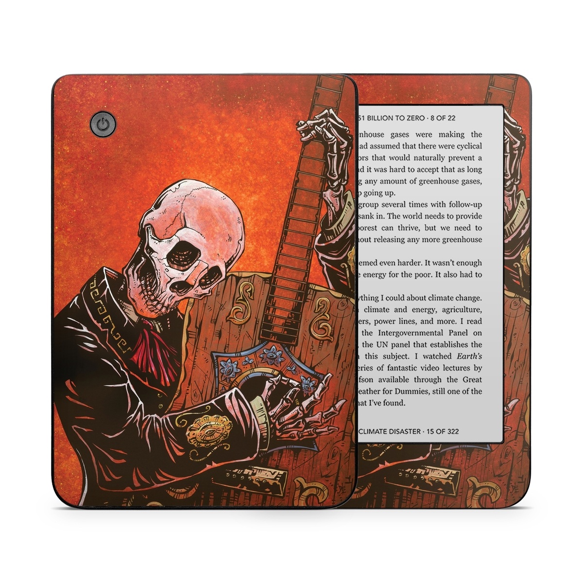 Kobo Clara 2E Skin design of Sleeve, Art, Painting, Personal protective equipment, Artist, Music, Font, Visual arts, Drawing, Skull, with white, black, gray, brown, orange, yellow, red colors