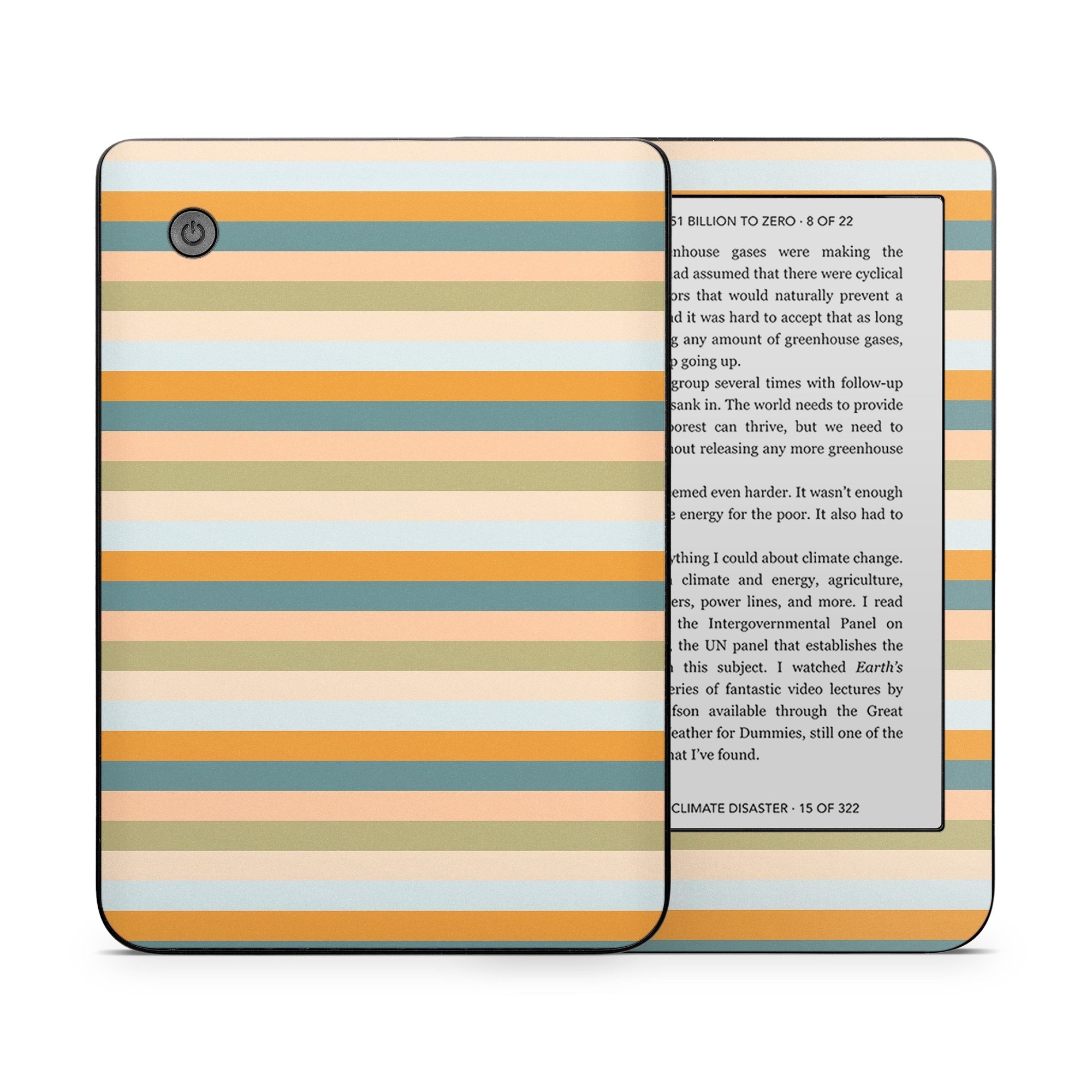 Kobo Clara 2E Skin design of Azure, Rectangle, Orange, Material property, Tints and shades, Pattern, Parallel, Electric blue, Magenta, Peach, with orange, blue, green colors