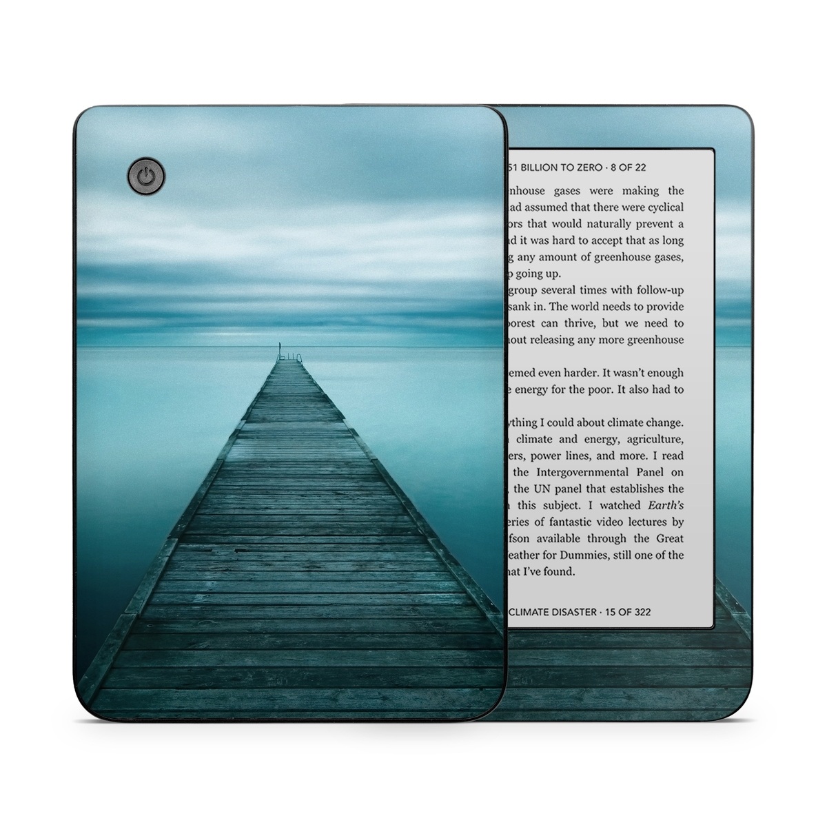 Kobo Clara 2E Skin design of Sea, Water, Horizon, Sky, Blue, Ocean, Daytime, Calm, Fixed link, Symmetry, with black, blue, gray colors