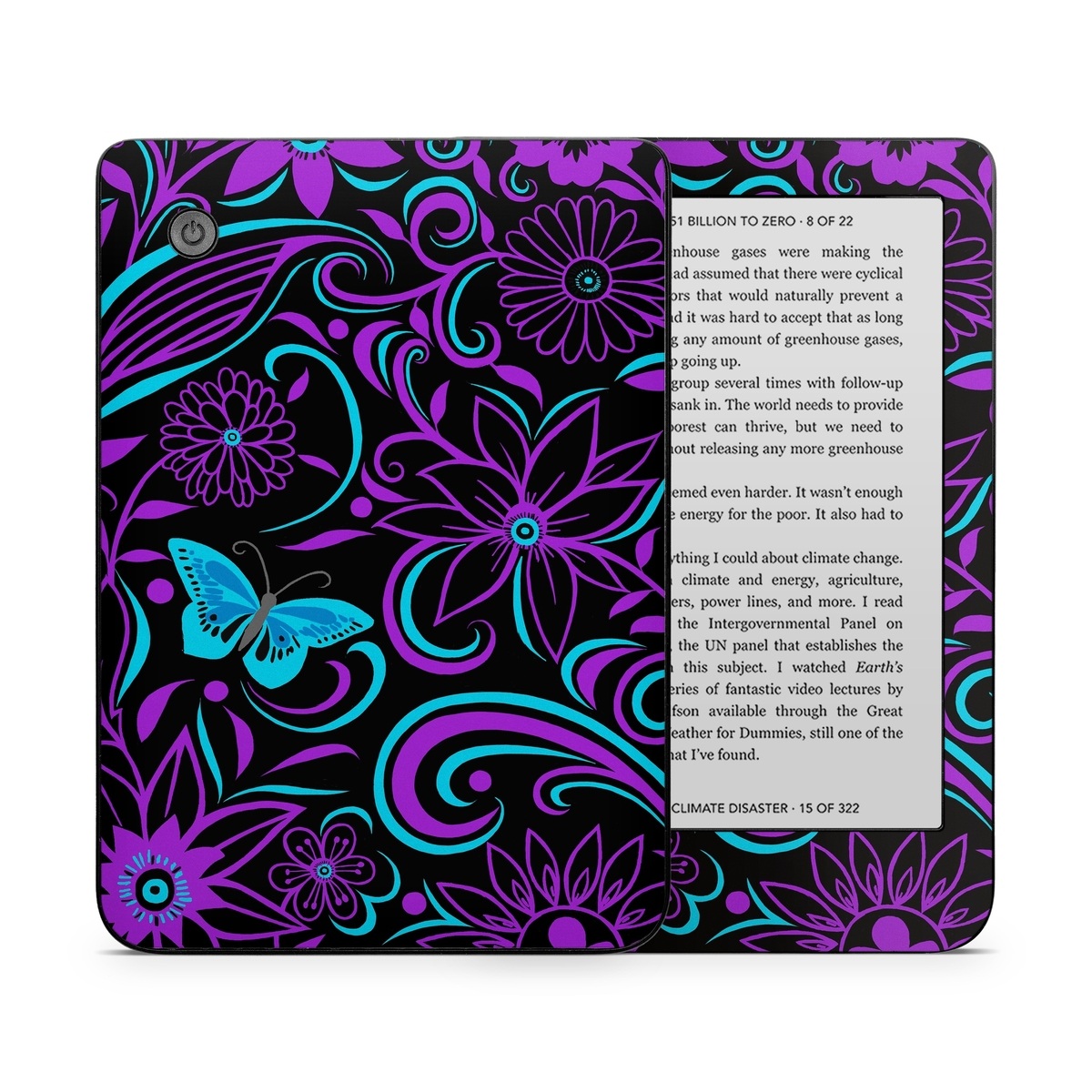 Kobo Clara 2E Skin design of Pattern, Purple, Violet, Turquoise, Teal, Design, Floral design, Visual arts, Magenta, Motif, with black, purple, blue colors