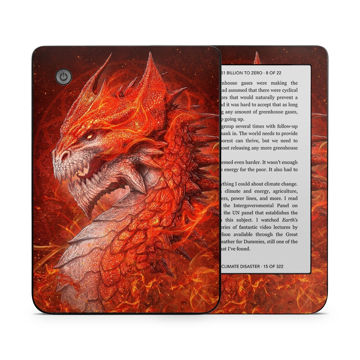 Kobo Clara 2E Skin design of Fictional character, Cg artwork, Illustration, Art, Demon, Geological phenomenon, Mythical creature, Dragon, Cryptid, with red, orange, yellow colors