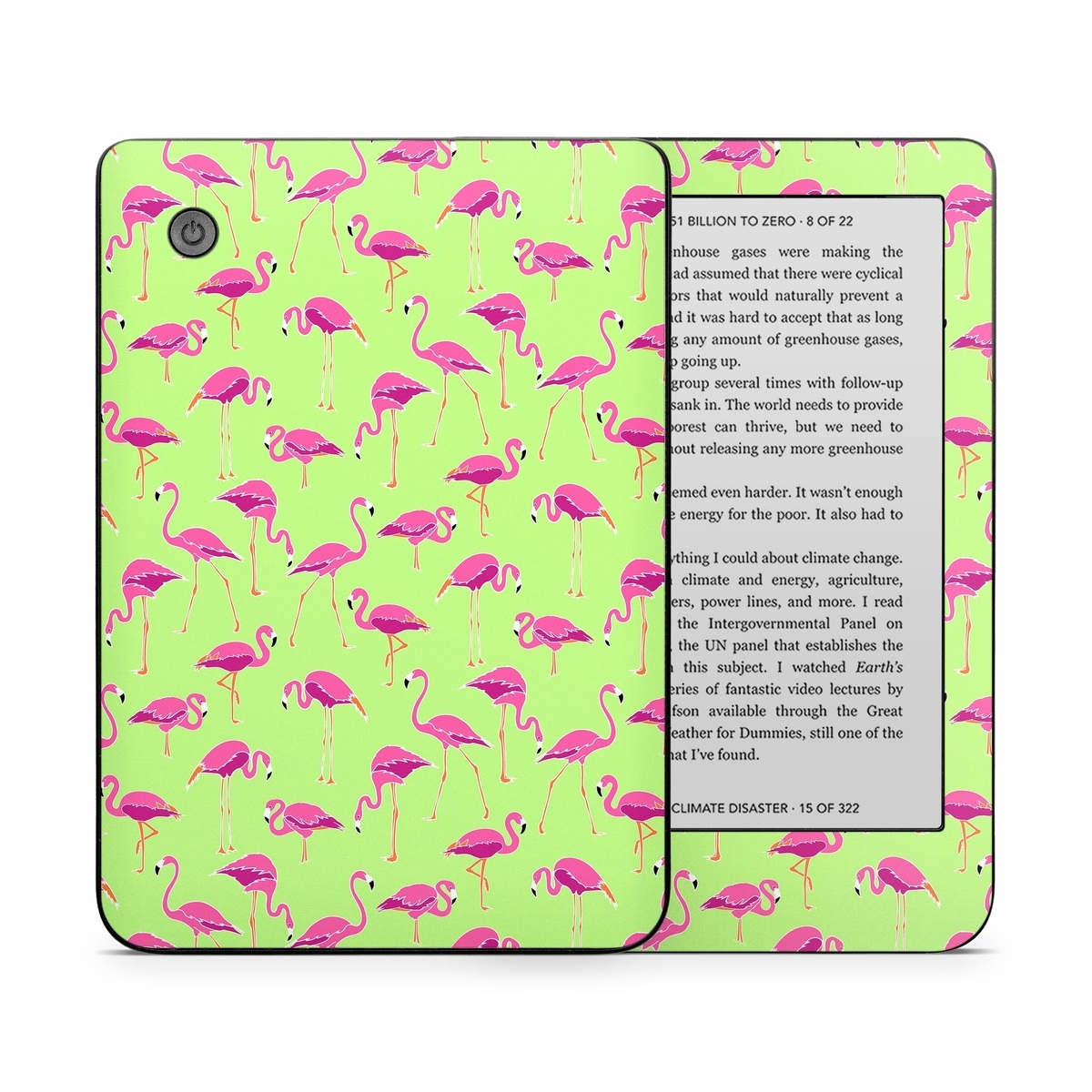 Kobo Clara 2E Skin design of Pink, Green, Red, Pattern, Wrapping paper, Textile, Design, Flamingo, Line, with pink, green colors