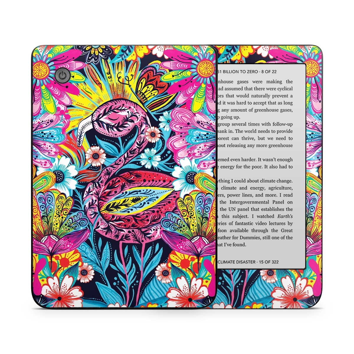 Kobo Clara 2E Skin design of Psychedelic art, Pattern, Visual arts, Art, Design, Textile, Illustration, Plant, Graphic design, Drawing, with pink, yellow, black, blue, white colors