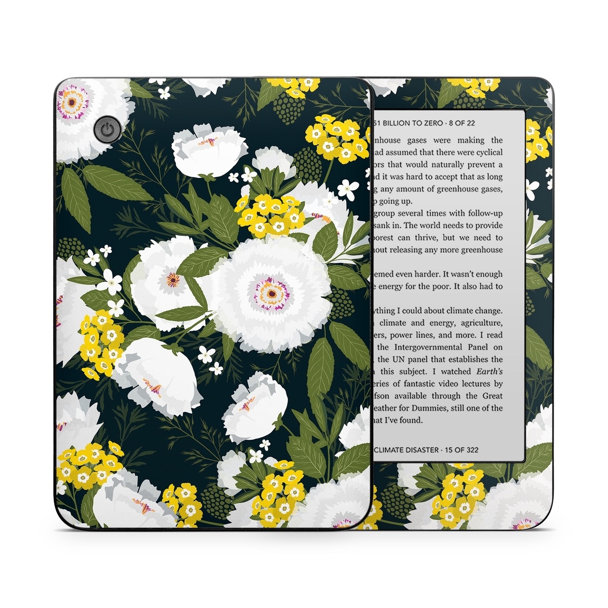 Kobo Clara 2E Skin design of Flower, Flowering plant, Plant, Petal, Daisy, mayweed, Wildflower, Floral design, Annual plant, with green, yellow, white, orange colors