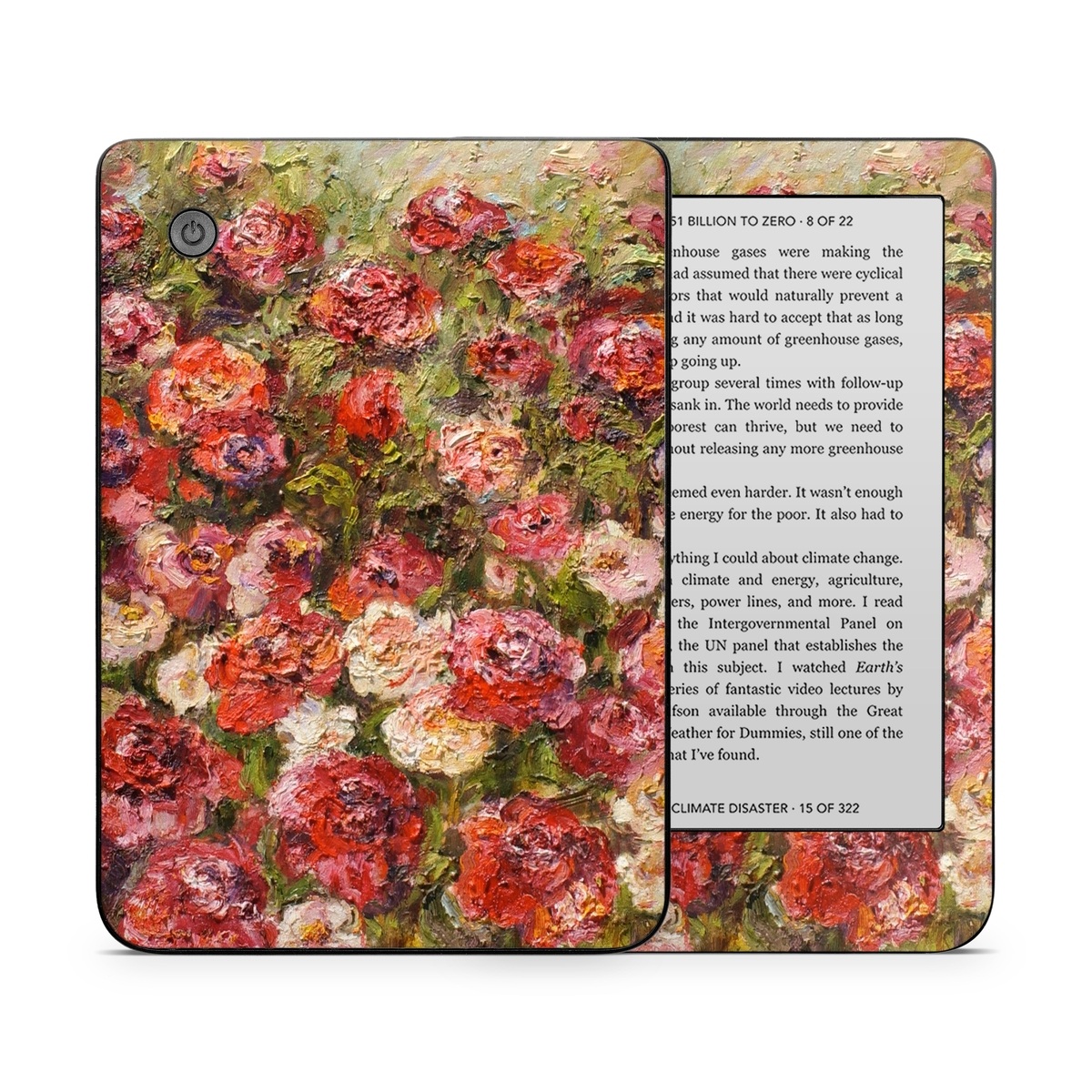 Kobo Clara 2E Skin design of Flower, Garden roses, Rose, Plant, Floribunda, Flowering plant, Rosa × centifolia, Rose family, Botany, Petal, with red, black, green, gray colors
