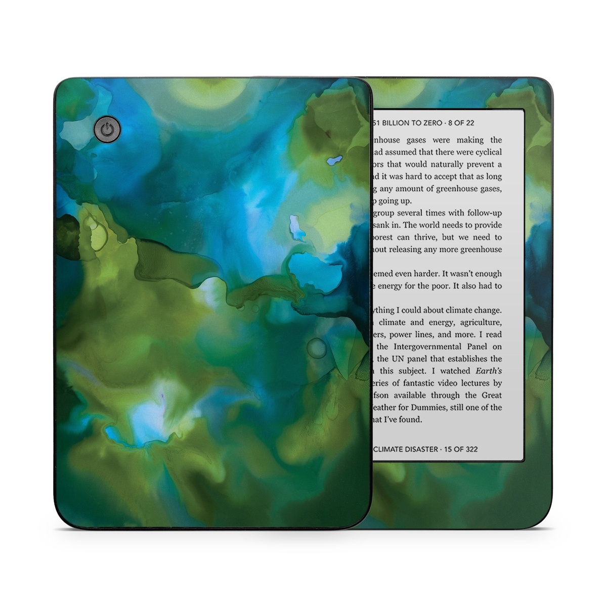 Kobo Clara 2E Skin design of Aqua, Blue, Green, Painting, Turquoise, Teal, Water, Acrylic paint, Art, Organism, with blue, green colors