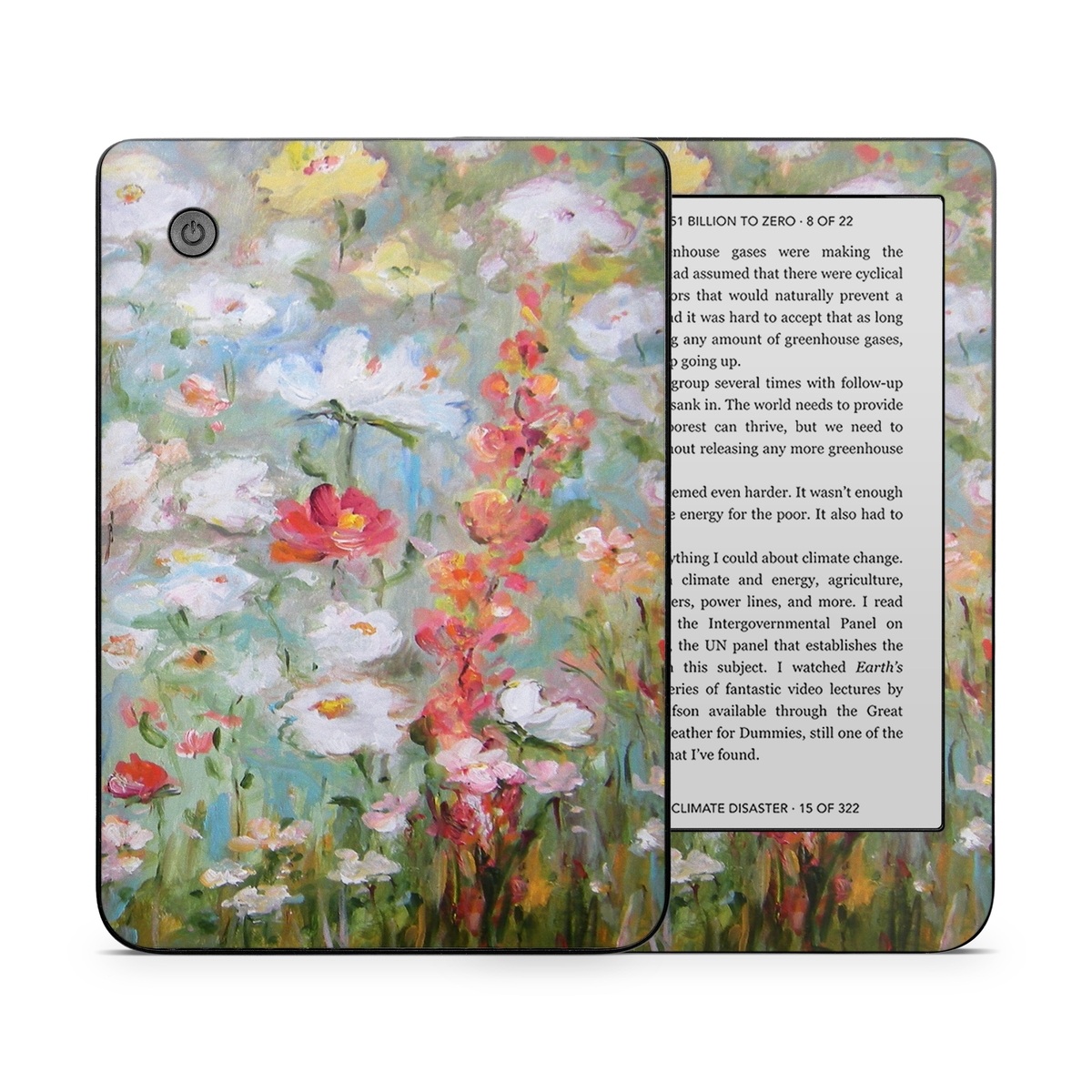 Kobo Clara 2E Skin design of Flower, Painting, Watercolor paint, Plant, Modern art, Wildflower, Botany, Meadow, Acrylic paint, Flowering plant, with gray, black, green, red, blue colors