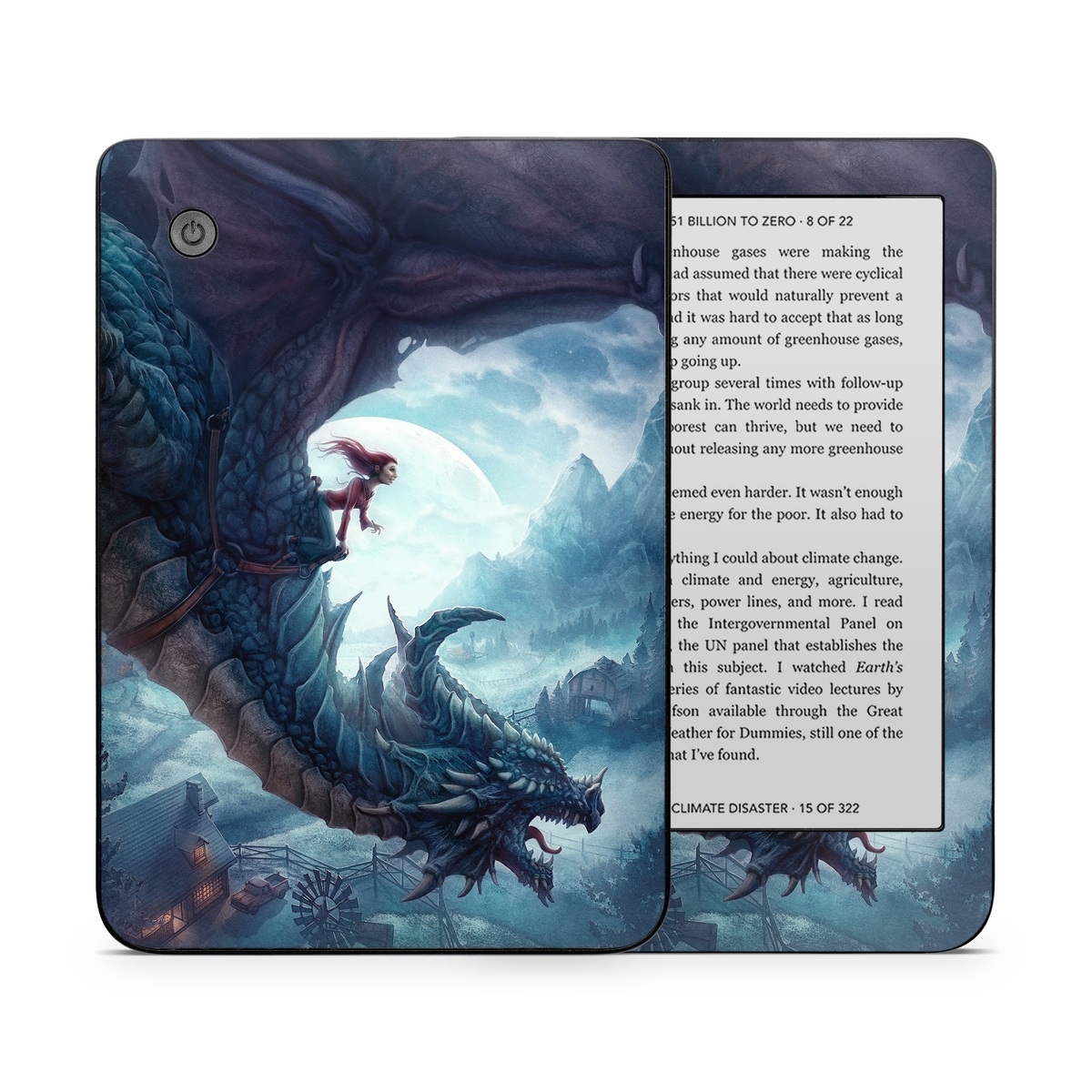Kobo Clara 2E Skin design of Dragon, Cg artwork, Illustration, Action-adventure game, Fictional character, Mythical creature, Mythology, Fiction, Cryptid, Extinction, with blue, white, brown, green colors