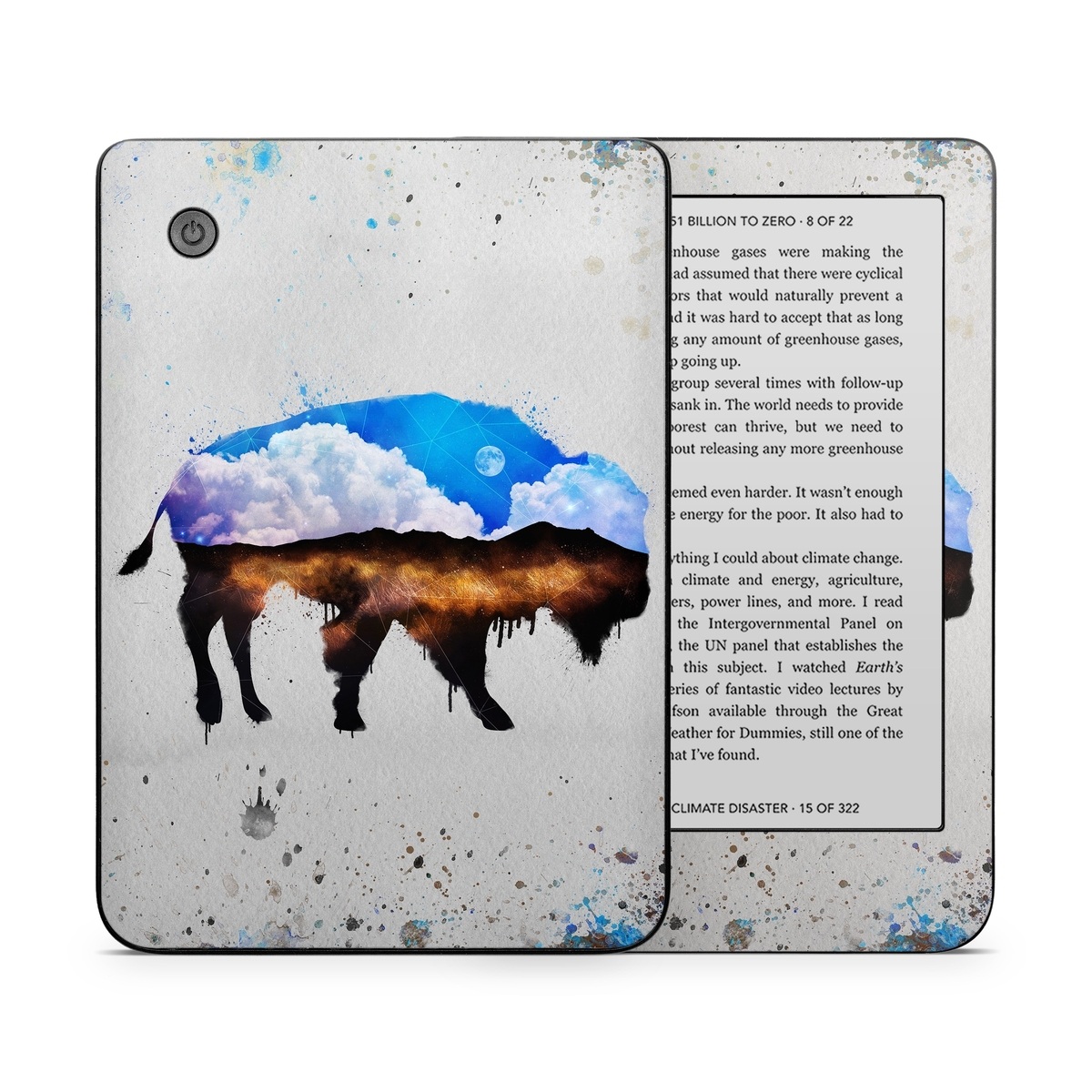 Kobo Clara 2E Skin design of Watercolor paint, Illustration, Art, Water, Painting, Sky, Paint, Acrylic paint, Drawing, Visual arts, with gray, blue, white, black, yellow, orange colors