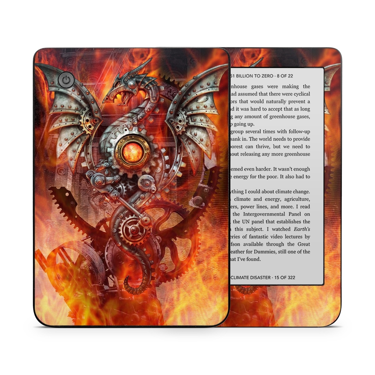 Kobo Clara 2E Skin design of Dragon, Demon, Cg artwork, Illustration, Fictional character, Fractal art, Flame, Art, Mythology, Supernatural creature, with red, black, orange, pink, green colors