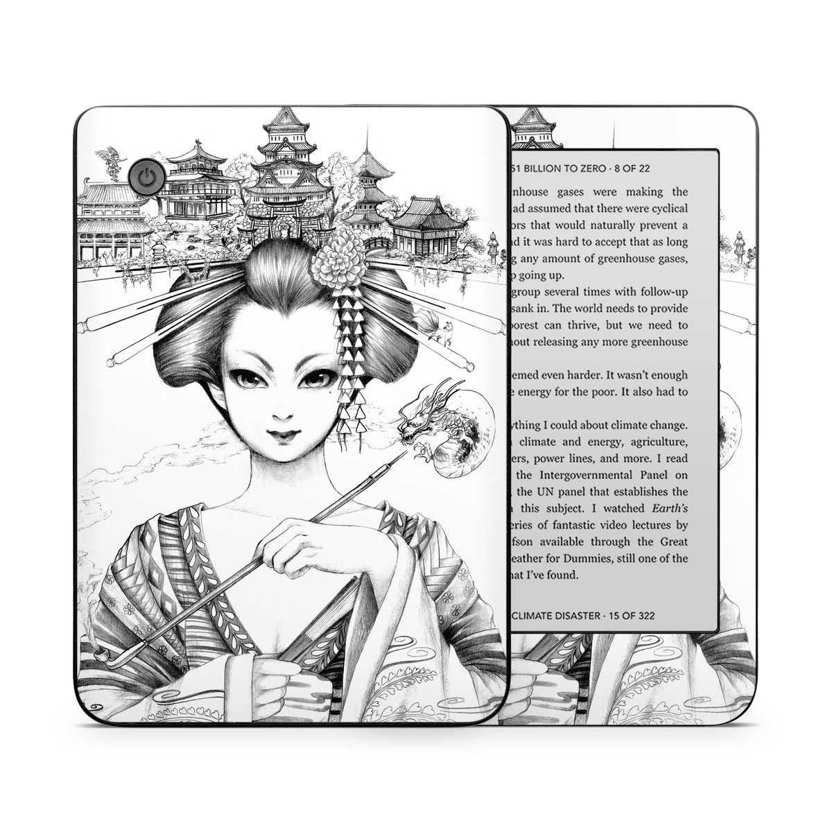 Kobo Clara 2E Skin design of Illustration, Head, Hairstyle, Line art, Art, Fashion illustration, Drawing, Coloring book, Black-and-white, Clip art, with black, white, gray colors