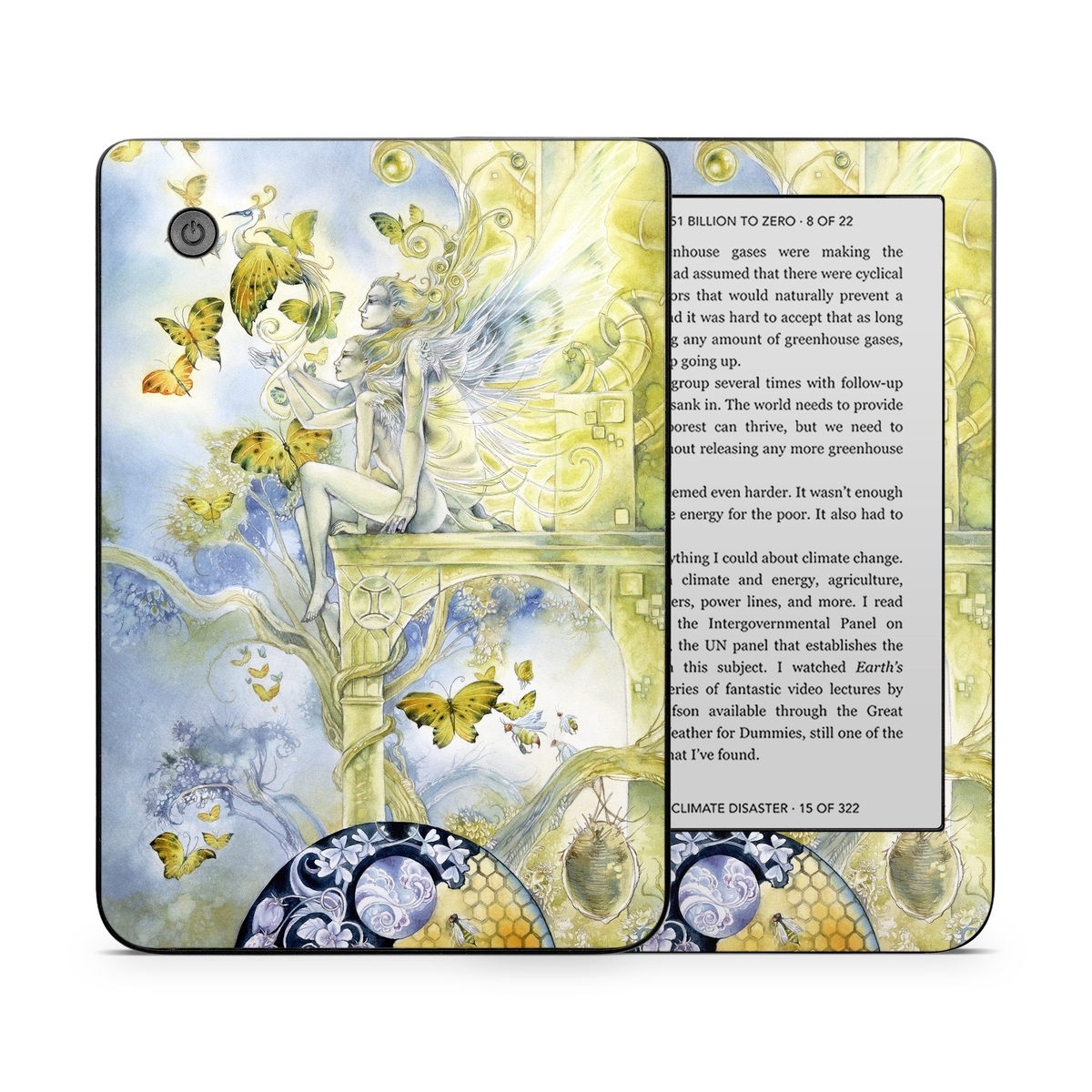 Kobo Clara 2E Skin design of Illustration, Watercolor paint, Art, Painting, Plant, with gray, green, yellow, purple, black colors