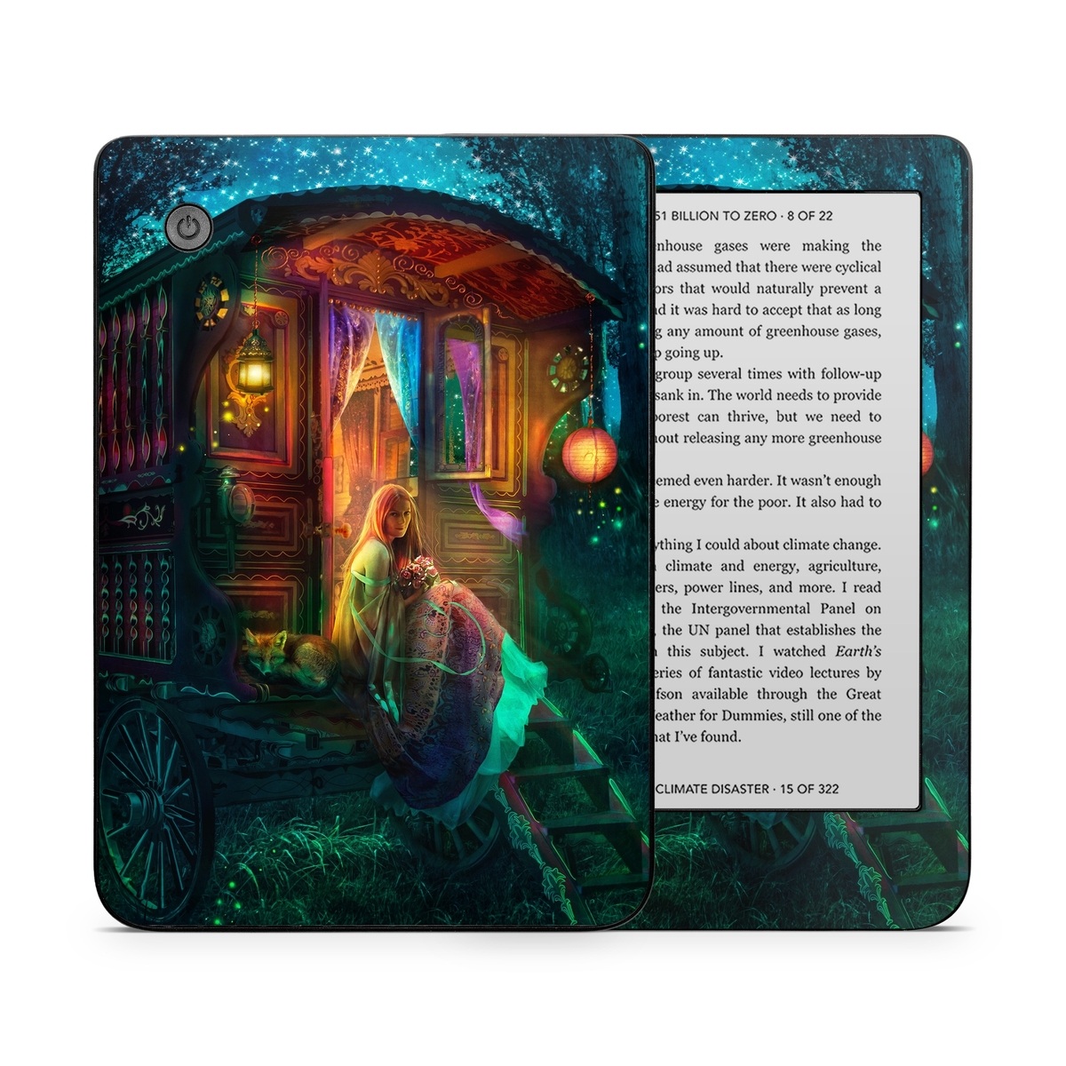 Kobo Clara 2E Skin design of Illustration, Adventure game, Darkness, Art, Digital compositing, Fictional character, Games, with black, red, blue, green colors