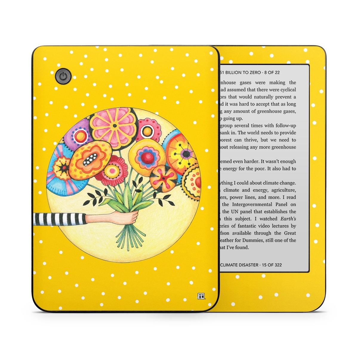 Kobo Clara 2E Skin design of Circle, Illustration, Clip art, Plant, with orange, yellow, pink, gray, green, black colors