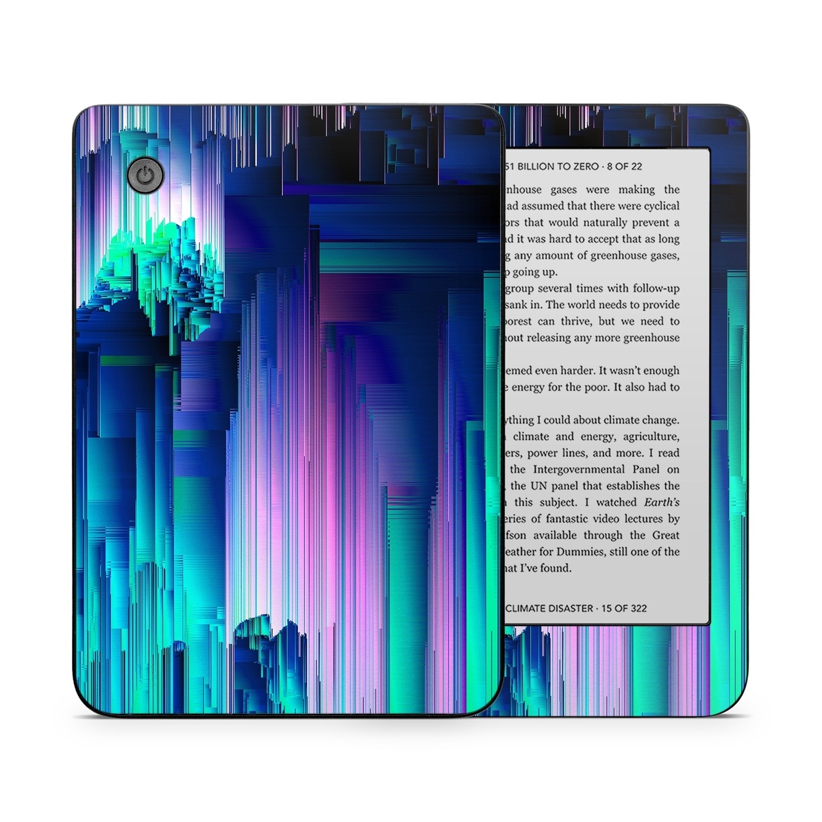 Kobo Clara 2E Skin design of Blue, Green, Light, Colorfulness, with blue, purple, pink, white colors