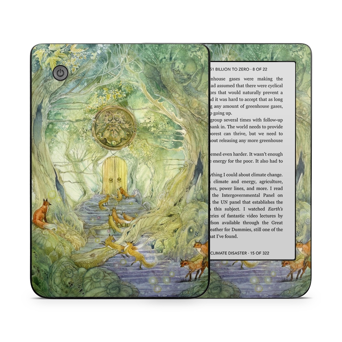 Kobo Clara 2E Skin design of Painting, Art, Mythology, Visual arts, Watercolor paint, Organism, Fictional character, Modern art, Landscape, Acrylic paint, with green, brown, red, yellow, blue, purple colors