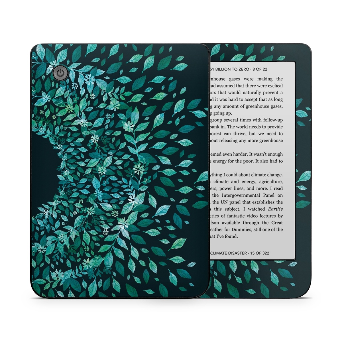 Kobo Clara 2E Skin design of Green, Aqua, Organism, Turquoise, Natural environment, Teal, Marine biology, Water, Leaf, Plant, with black, green, white colors