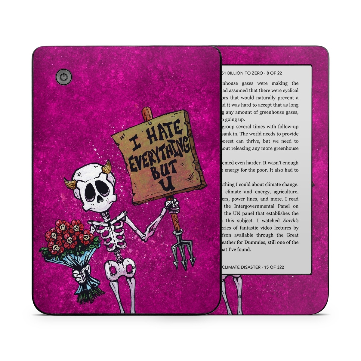 Kobo Clara 2E Skin design of Purple, Pink, Violet, Magenta, Font, Tints and shades, Art, Electric blue, Skull, Rectangle, with white, gray, pink, red, green, brown, black colors