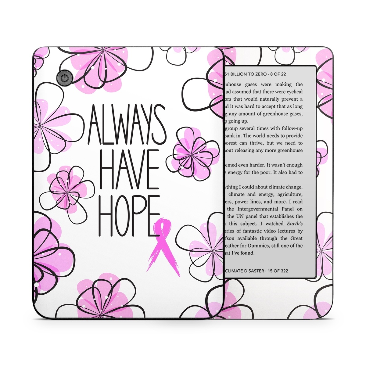Kobo Clara 2E Skin design of Pink, Purple, Text, Petal, Line, Magenta, Leaf, Design, Pattern, Plant, with white, gray, pink, black, purple colors