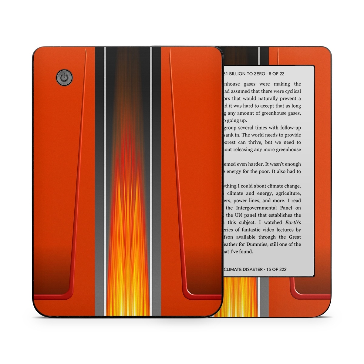 Kobo Clara 2E Skin design of Orange, Red, Line, Material property, Rectangle, Automotive lighting, with red, black, orange, gray colors