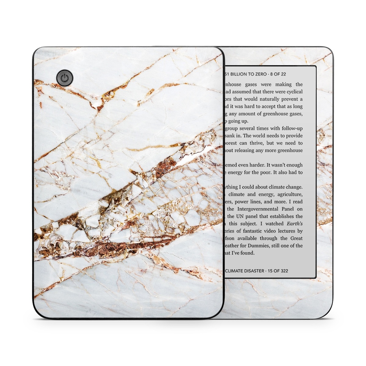 Kobo Clara 2E Skin design of White, Branch, Twig, Beige, Marble, Plant, Tile, with white, gray, yellow colors