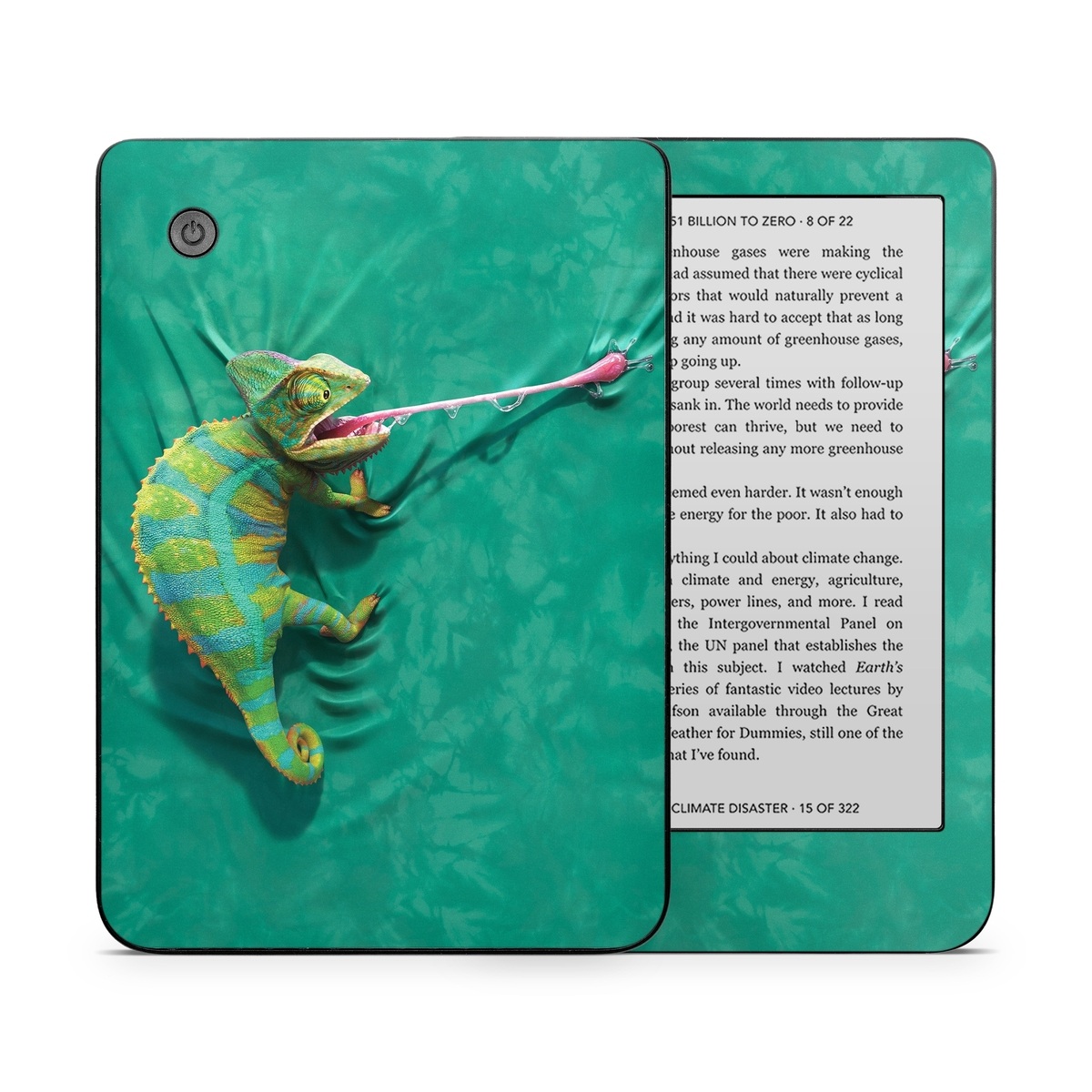 Kobo Clara 2E Skin design of Green, Fish, Tail, Chameleon, with blue, black, green, gray colors