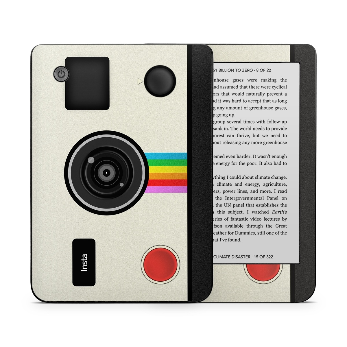 Kobo Clara 2E Skin design of Cameras & optics, Camera, Technology, Circle, Electronic device, Electronics, Colorfulness, with gray, black, red colors