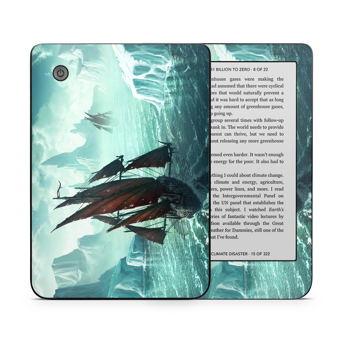 Kobo Clara 2E Skin design of Cg artwork, Vehicle, Ghost ship, Manila galleon, Fluyt, Adventure game, First-rate, Sailing ship, Mythology, Strategy video game, with gray, black, blue, green, white colors