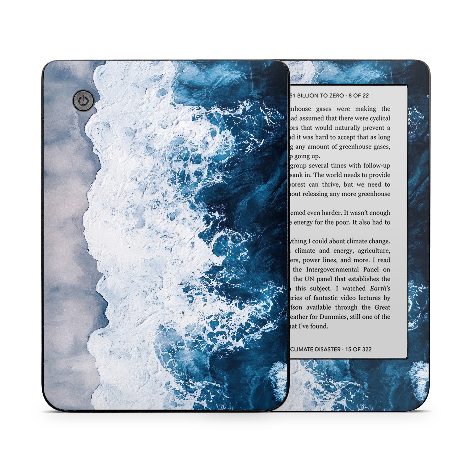 Kobo Clara 2E Skin design of Water, Atmosphere, Water resources, Cloud, Liquid, Azure, Fluid, Natural landscape, Wind wave, Sky, with black, blue, white, gray colors