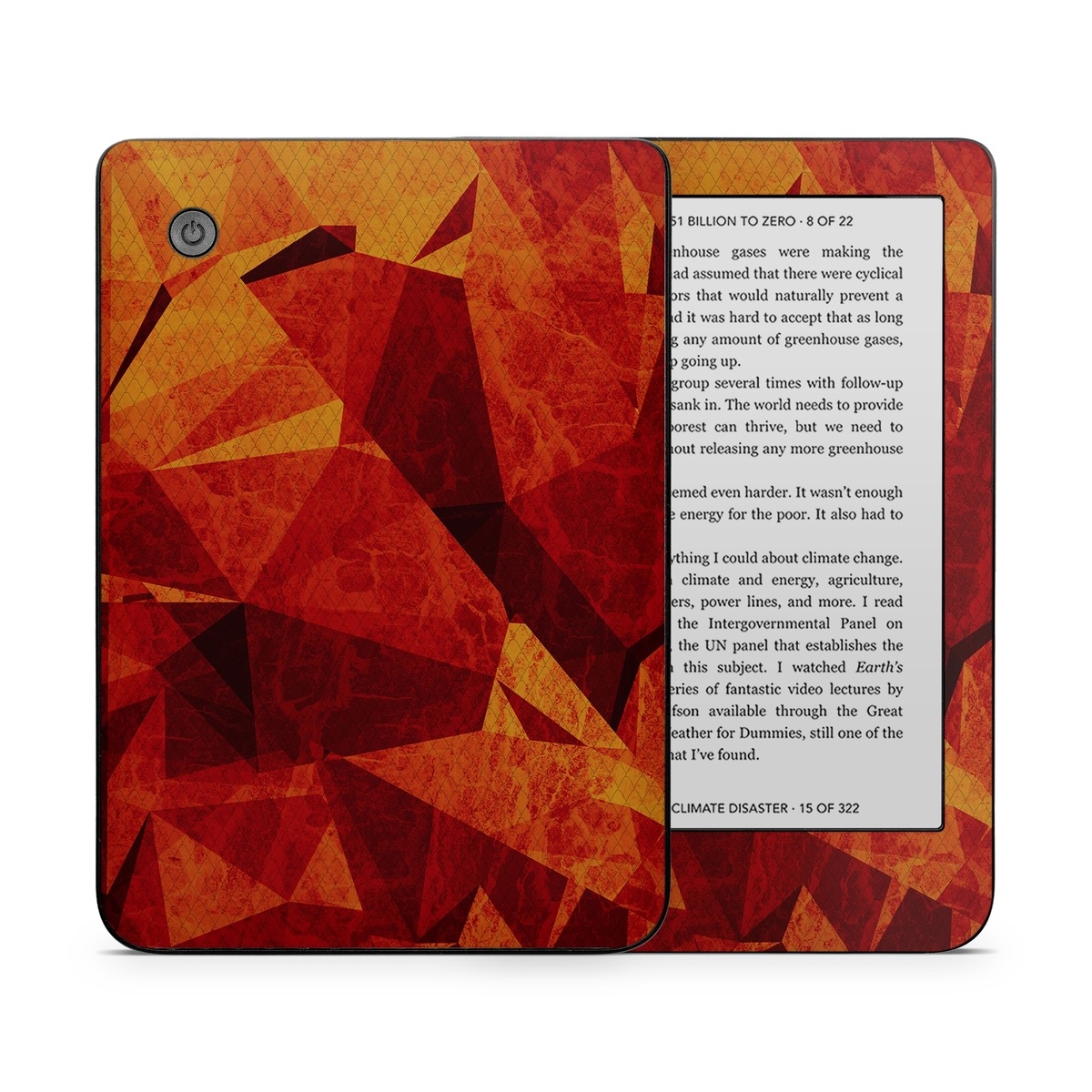 Kobo Clara 2E Skin design of Orange, Red, Yellow, Triangle, Pattern, Amber, Design, Art, Visual arts, Modern art, with black, orange, yellow colors